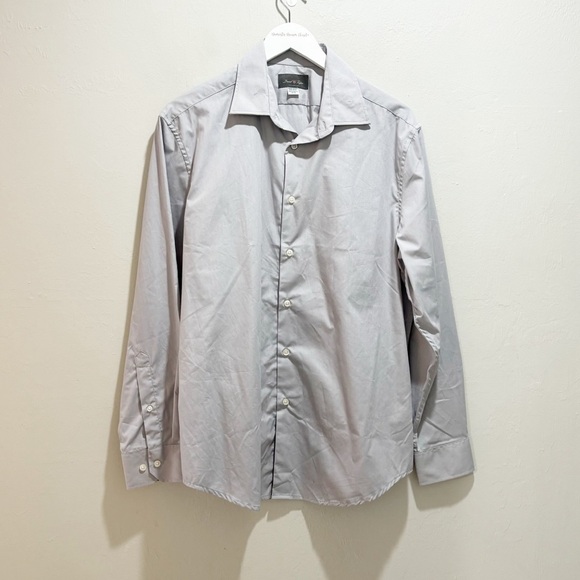 DAVID TAYLOR COLLECTION Men’s Gray Long Sleeve Dress Shirt Cotton Blend Size M - Picture 1 of 6